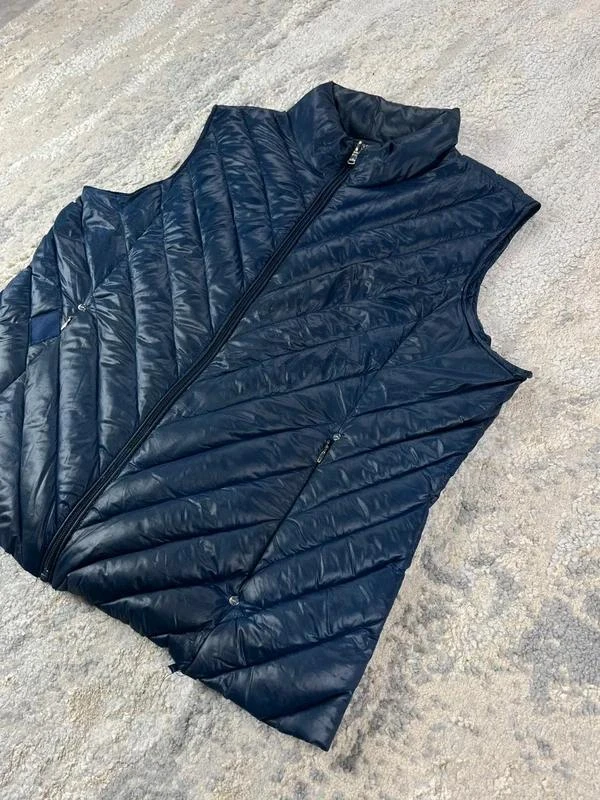Vintage Ralph Lauren Women Navy Diamon Pattern Puffer Vest Hooded Full Zip Jacke – photo 2